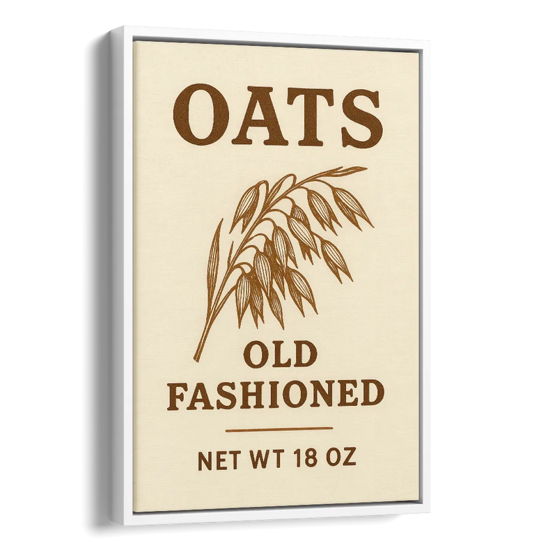 Vintage Oats Old Fashioned Side - White Canvas Wall Art