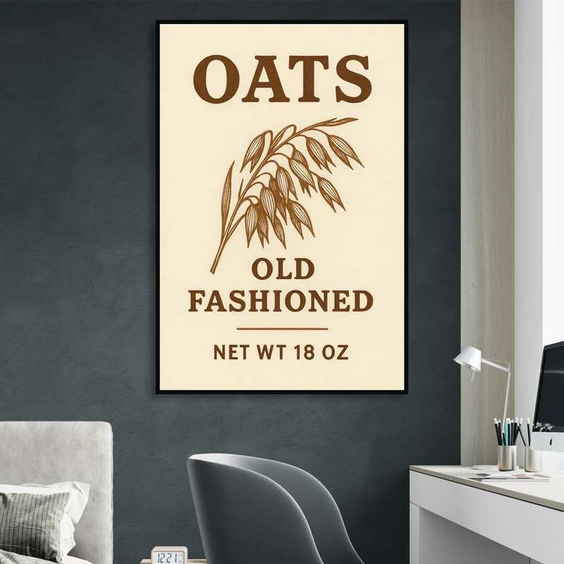 Vintage Oats Old Fashioned Living Room - Black Canvas Wall Art