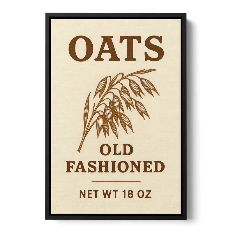 Vintage Oats Old Fashioned Front - Black Canvas Wall Art