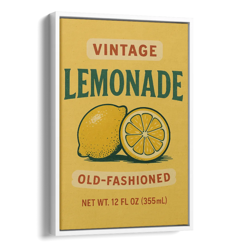 Vintage Old Fashioned Lemonade Side - White Canvas Wall Art
