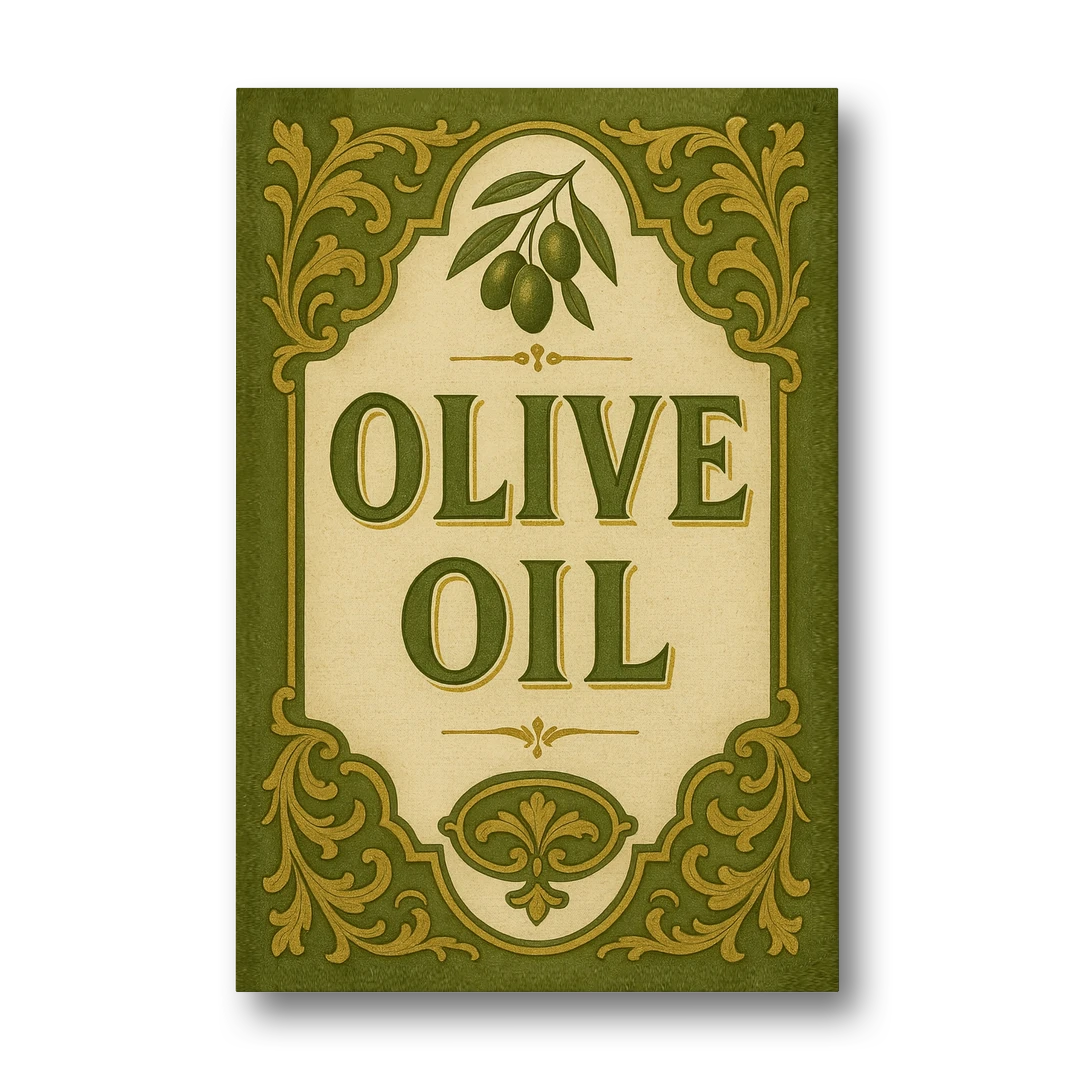 Vintage Olive Oil - Canvas Wall Art - Front