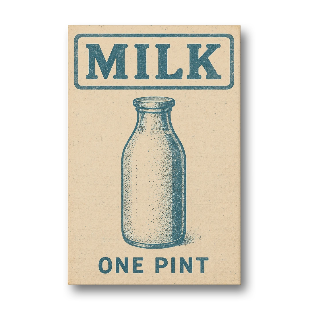 Vintage One Pint of Milk - Canvas Wall Art - Front