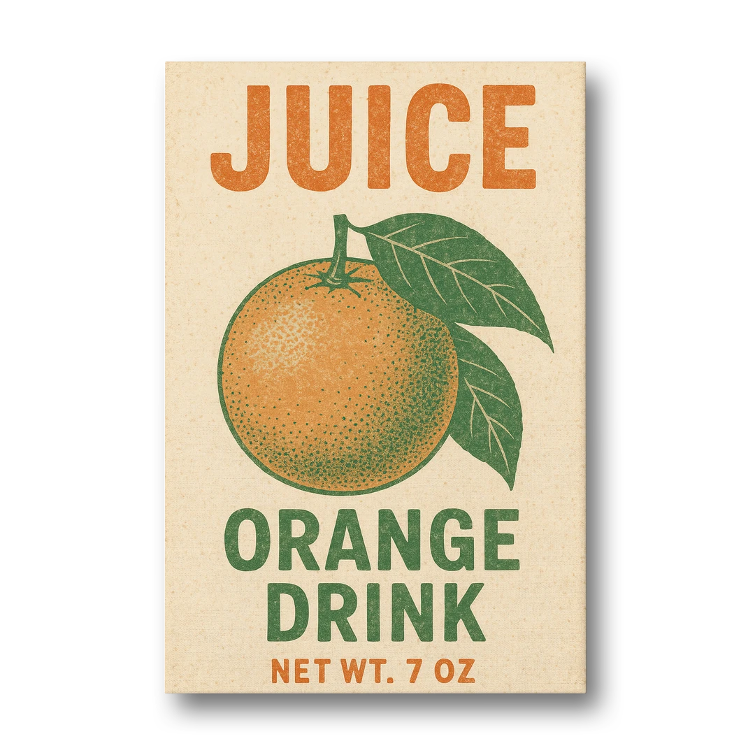 Vintage Orange Juice Drink - Canvas Wall Art - Front