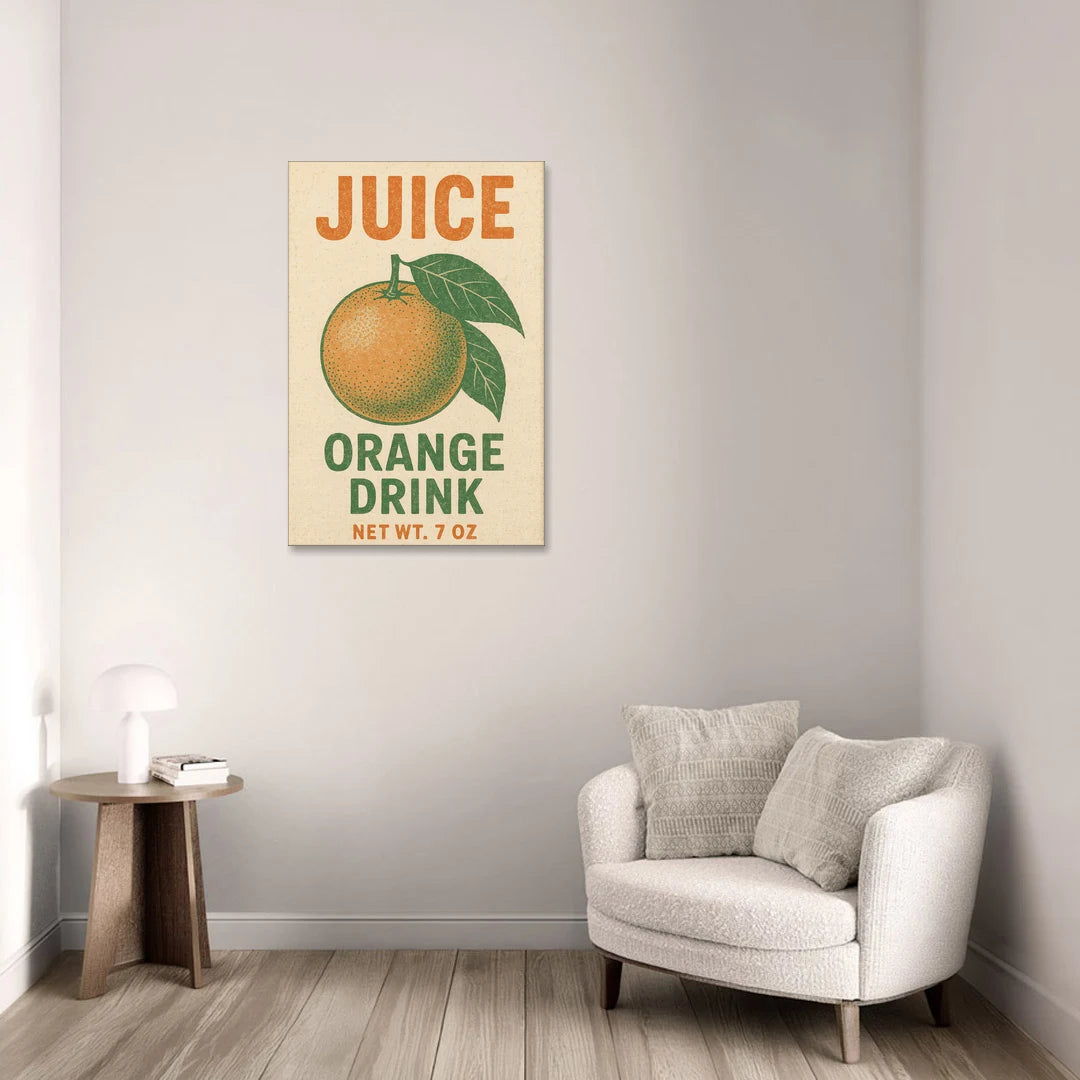 Vintage Orange Juice Drink - Canvas Wall Art - Sofa - 24x36