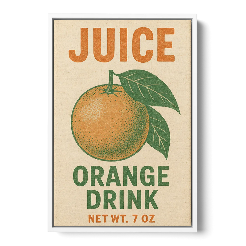 Vintage Orange Juice Drink Front - White Canvas Wall Art