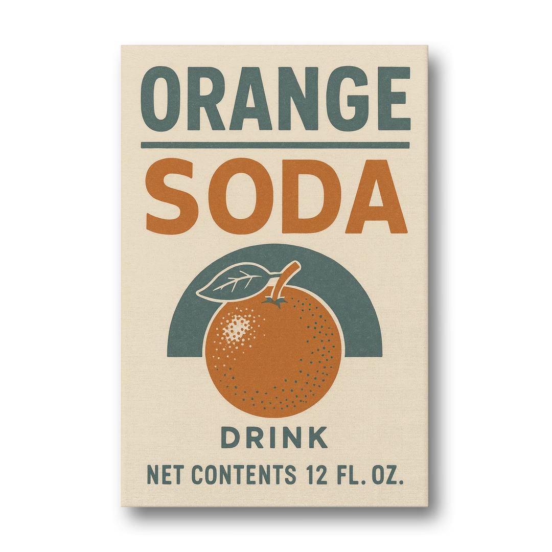 Vintage Orange Soda Drink - Canvas Wall Art - Front