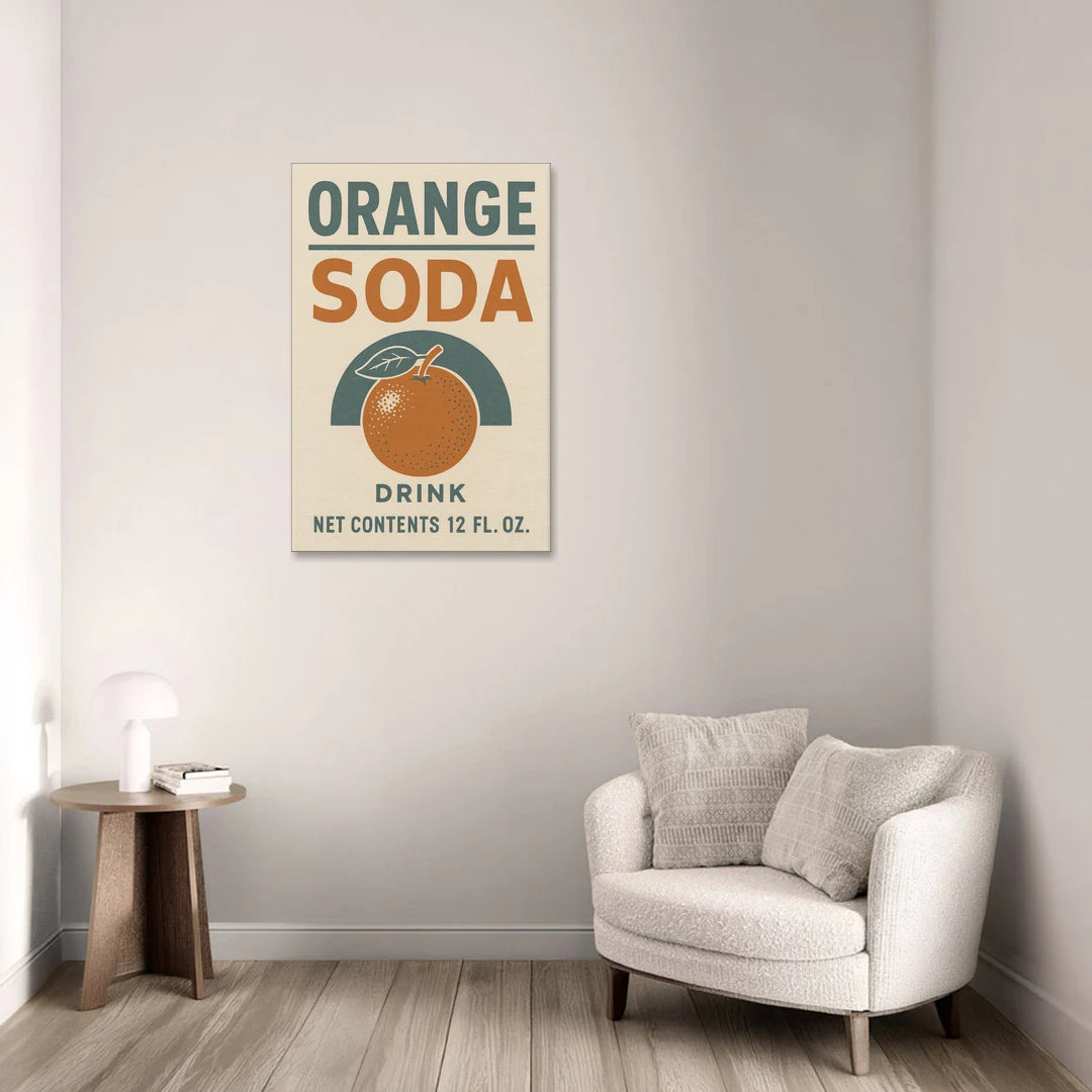 Vintage Orange Soda Drink - Canvas Wall Art - Sofa - 24x36