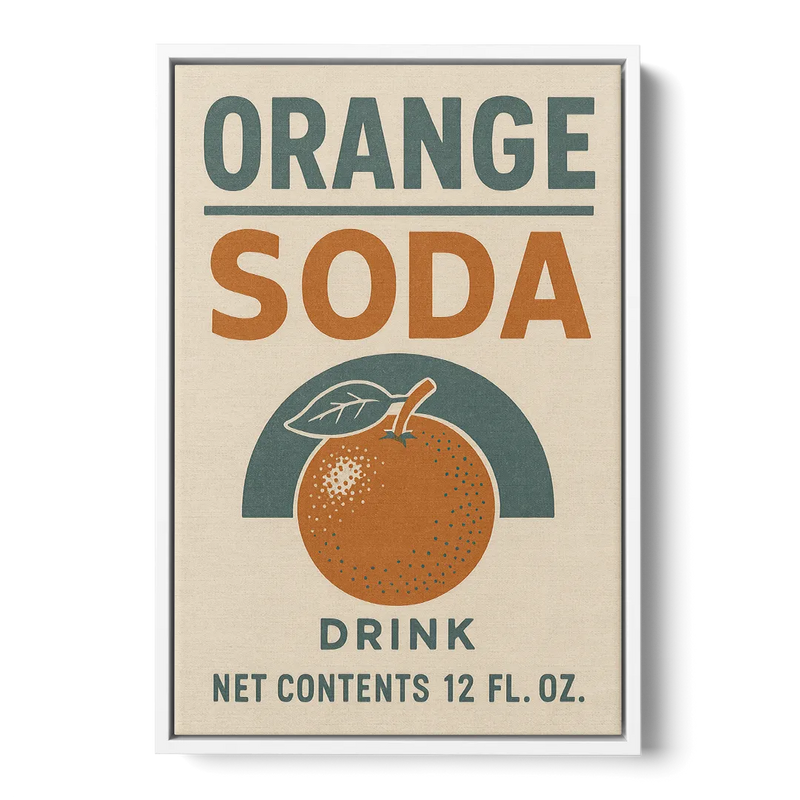 Vintage Orange Soda Drink Front - White Canvas Wall Art