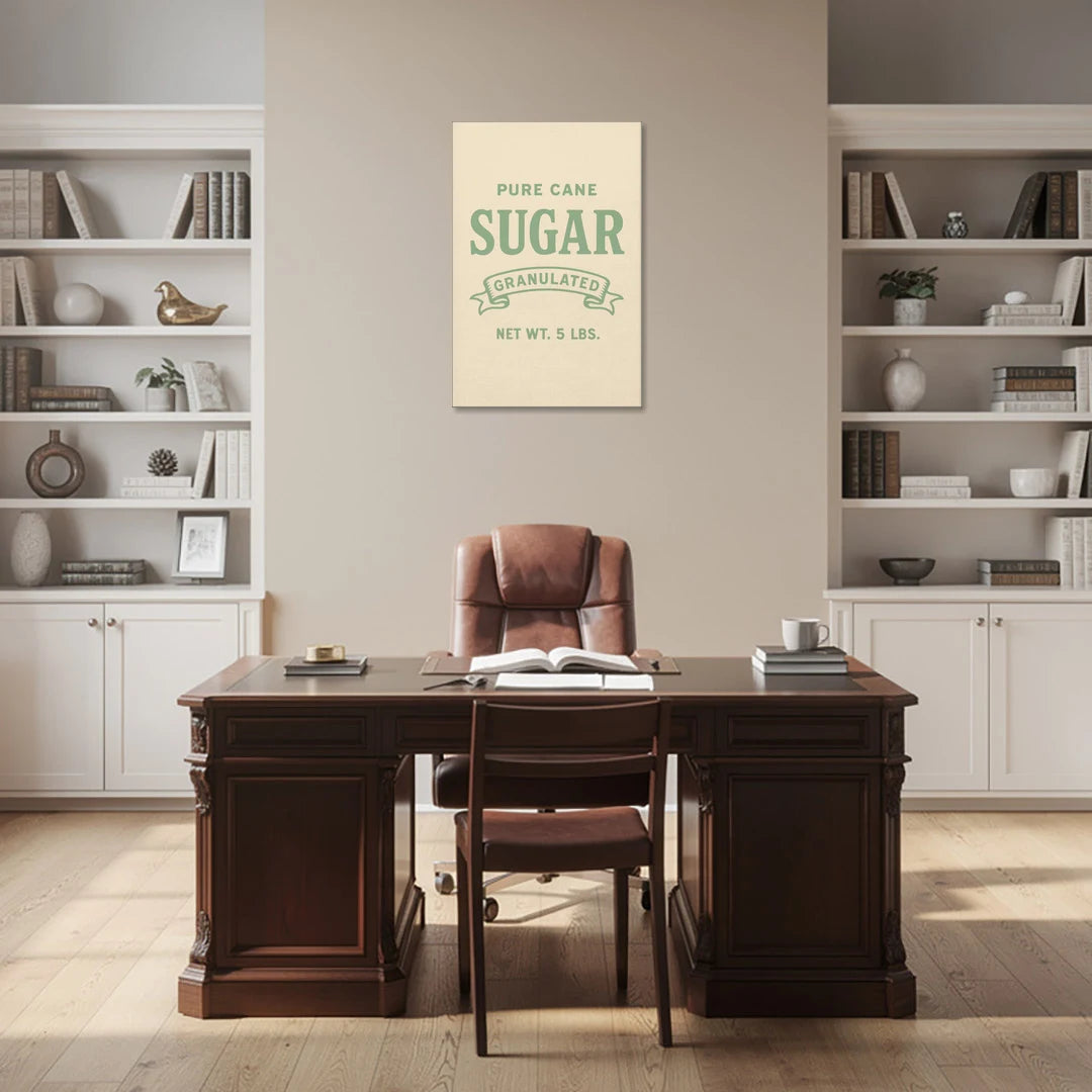 Vintage Pure Cane Sugar - Canvas Wall Art - Office - 24x36