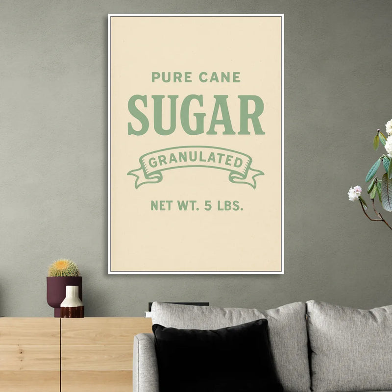 Vintage Pure Cane Sugar Living Room - White Canvas Wall Art