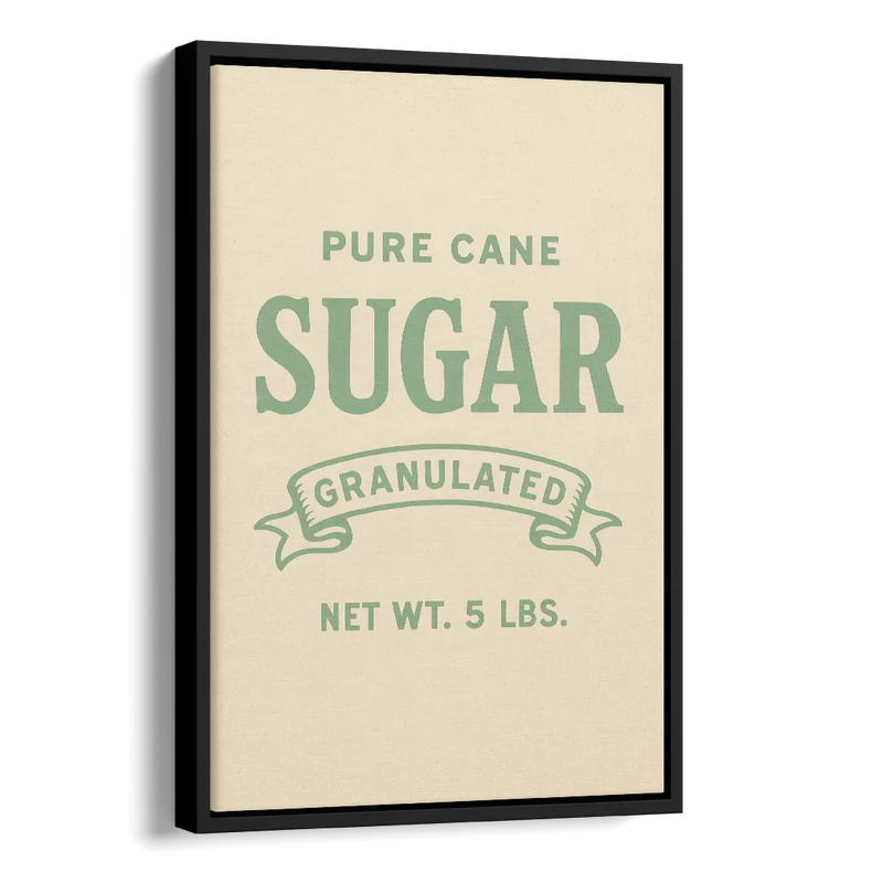 Vintage Pure Cane Sugar Side - Black Canvas Wall Art