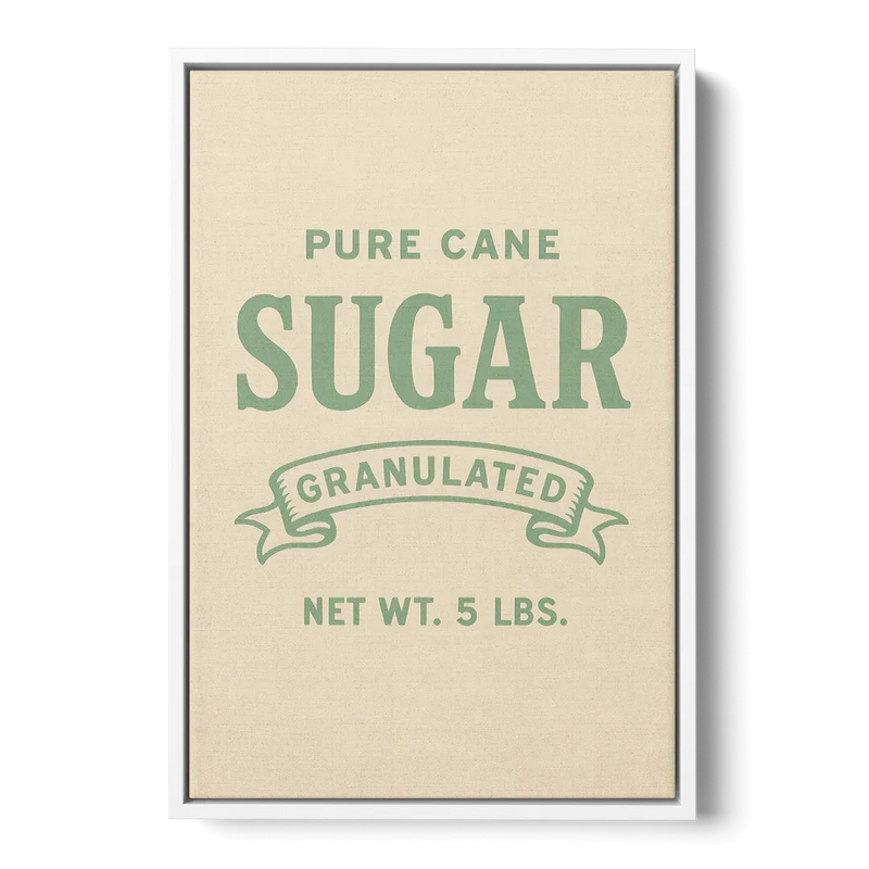 Vintage Pure Cane Sugar Front - White Canvas Wall Art