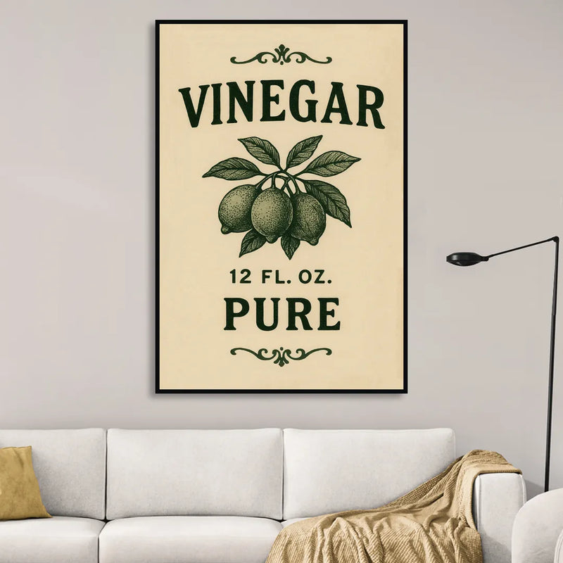 Vintage Pure Vinegar Sitting Room - Black Canvas Wall Art