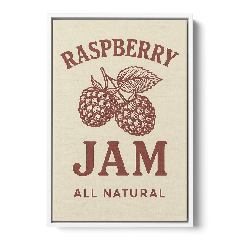 Vintage Raspberry Jam Front - White Canvas Wall Art