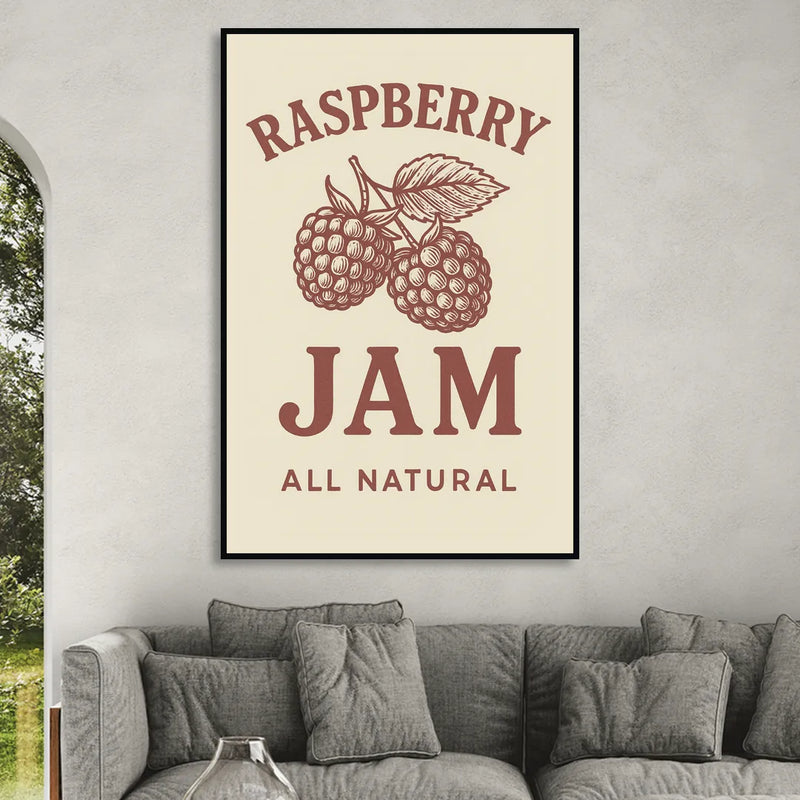 Vintage Raspberry Jam Sitting Room - Black Canvas Wall Art