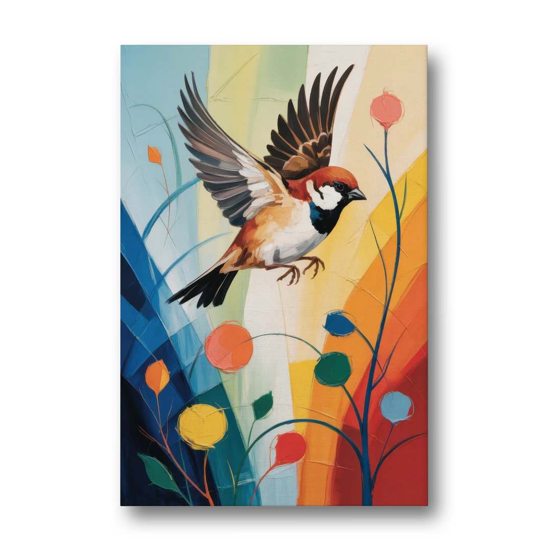 Vintage Sparrow Silhouette - Canvas Wall Art - Front