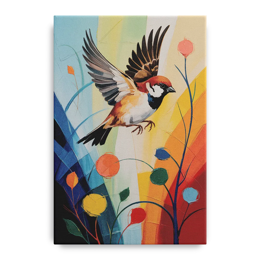 Vintage Sparrow Silhouette - Canvas Wall Art