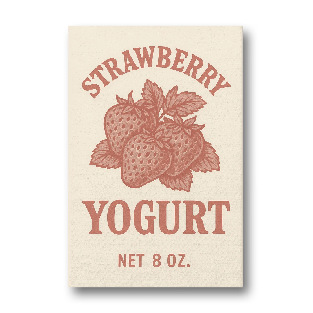 Vintage Strawberry Yogurt - Canvas Wall Art - Front