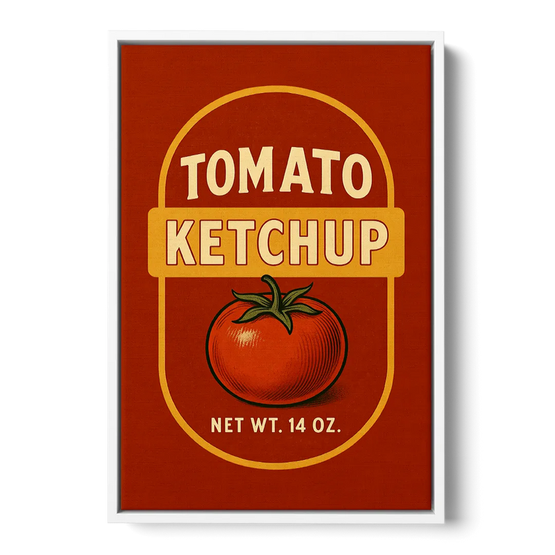 Vintage Tomato Ketchup Front - White Canvas Wall Art