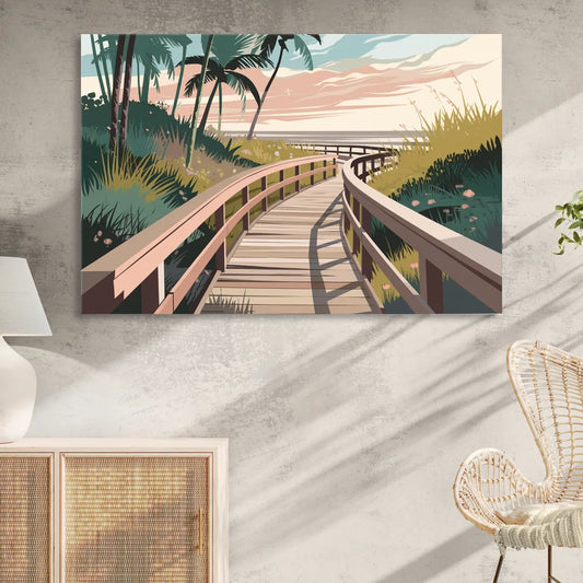 Virginia Beach Boardwalk Bliss Living Room - Canvas Wall Art