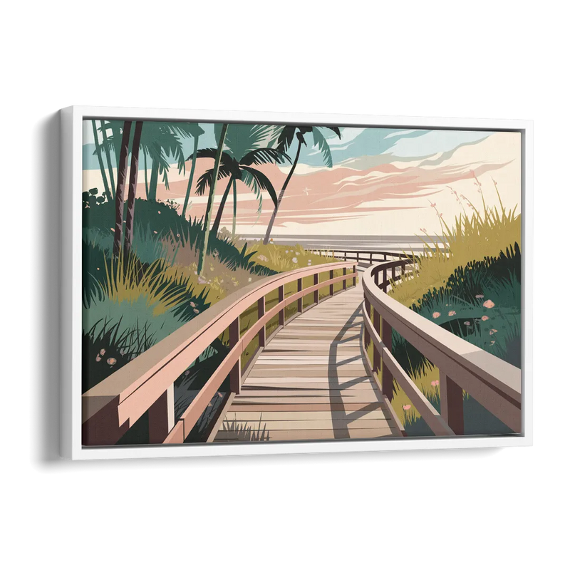 Virginia Beach Boardwalk Bliss Side - White Canvas Wall Art