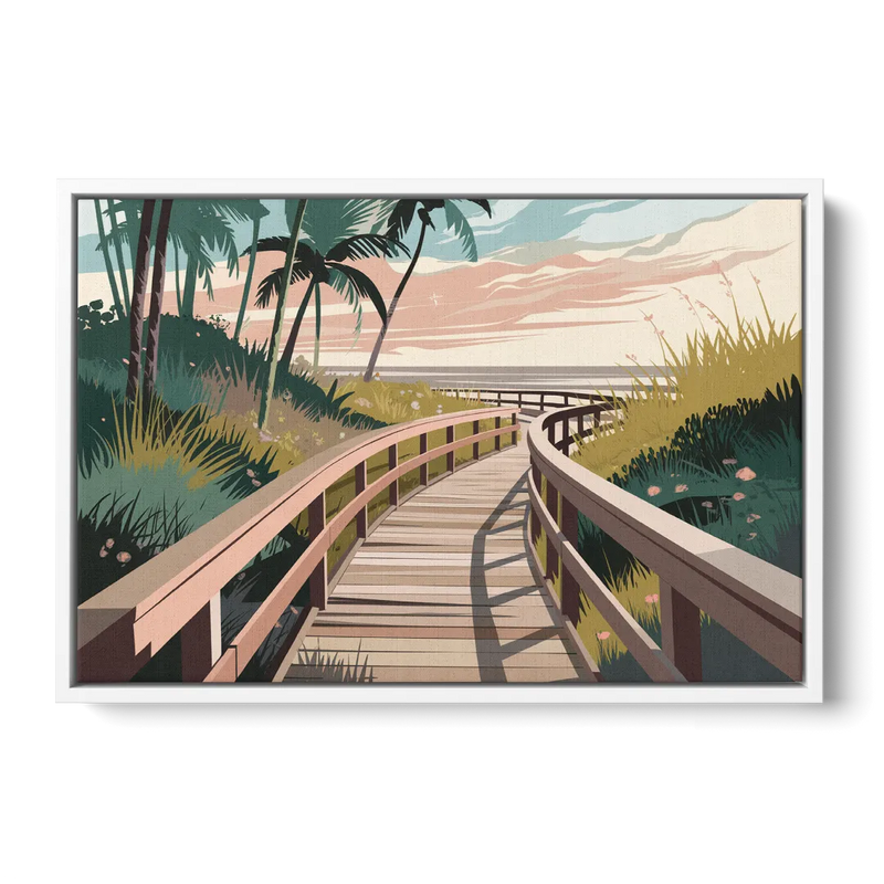 Virginia Beach Boardwalk Bliss Front - White Canvas Wall Art