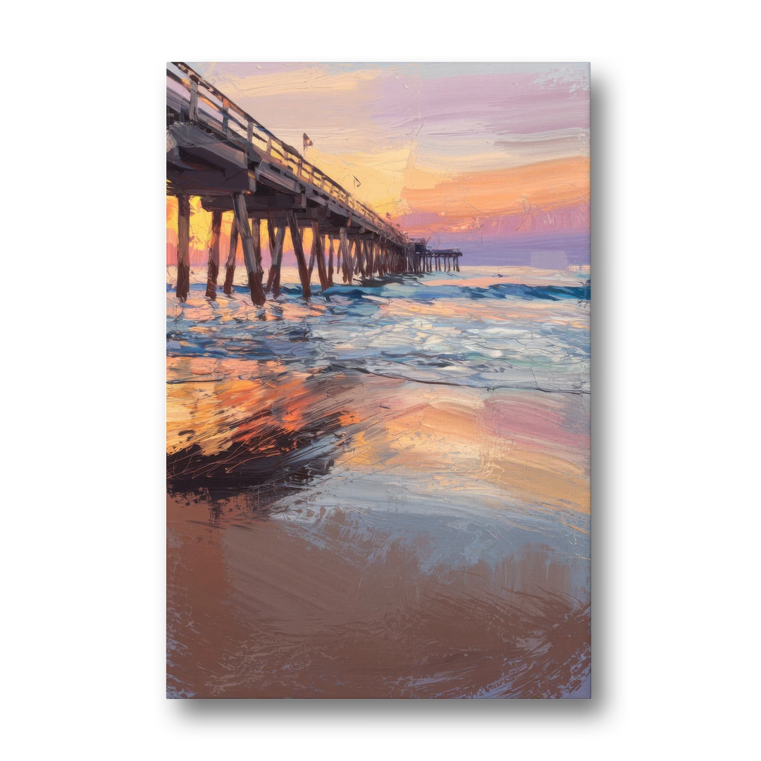 Virginia Beach Pier at Sunset - Canvas Wall Art - Front