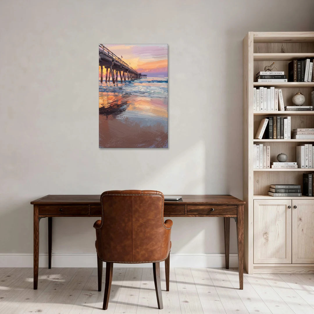 Virginia Beach Pier at Sunset - Canvas Wall Art - Office - 24x36