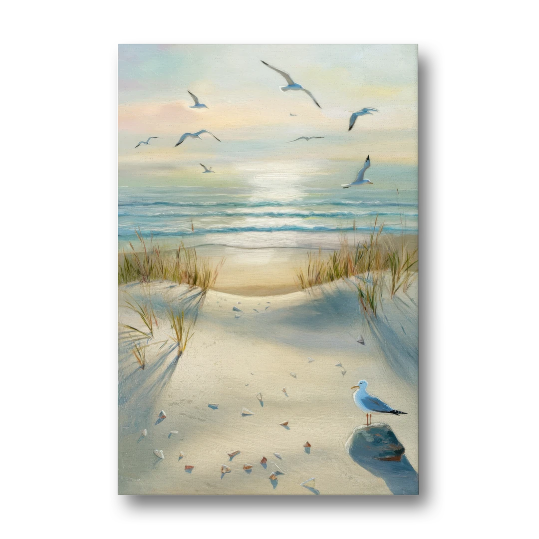 Virginia Beach Seagulls in Flight - Canvas Wall Art - Front