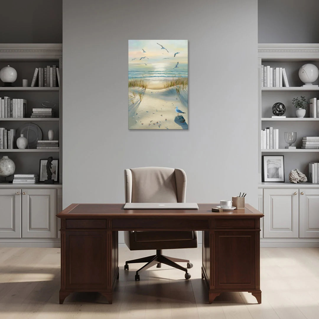 Virginia Beach Seagulls in Flight - Canvas Wall Art - Office - 24x36