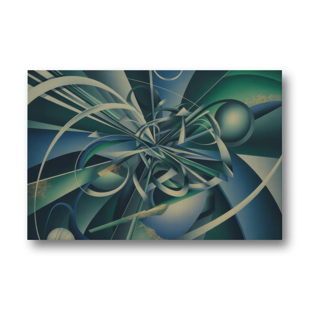Vortex Elegance Blue and Green Abstract - Canvas Wall Art - Front