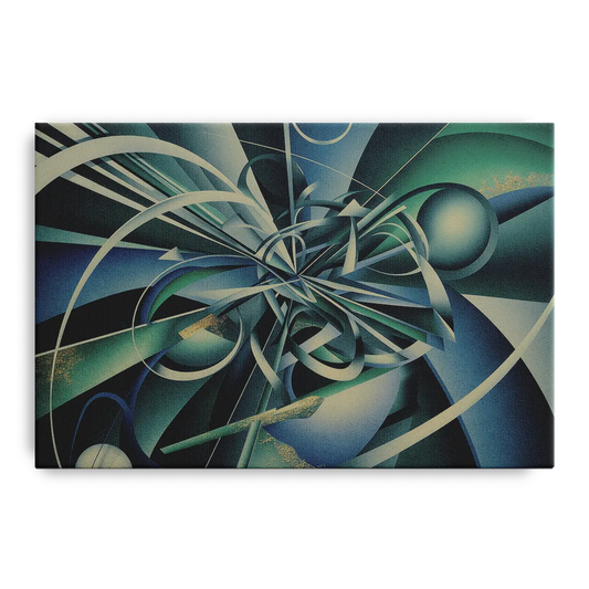Vortex Elegance Blue and Green Abstract - Canvas Wall Art