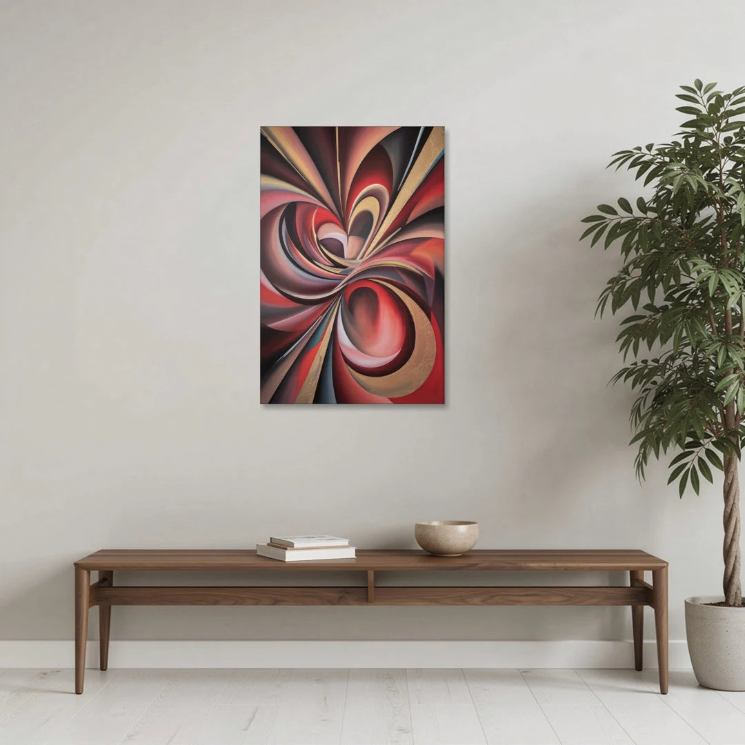 Vortex Symphony Red Abstract - Canvas Wall Art - Coffee Table - 24x36