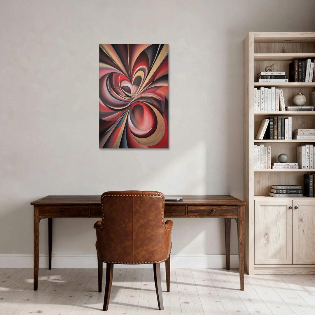 Vortex Symphony Red Abstract - Canvas Wall Art - Office - 24x36