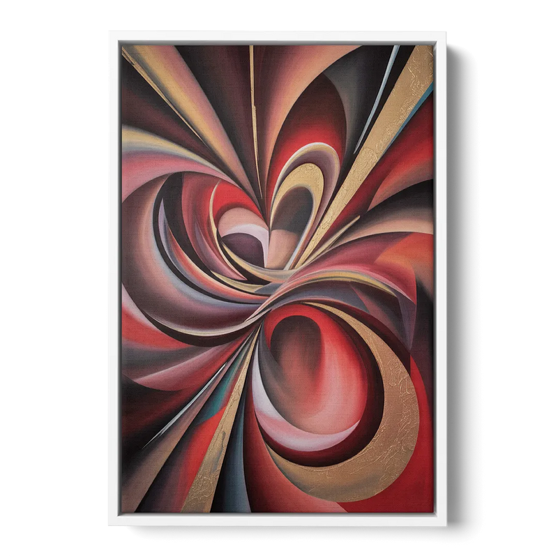 Vortex Symphony Red Abstract Front - White Canvas Wall Art
