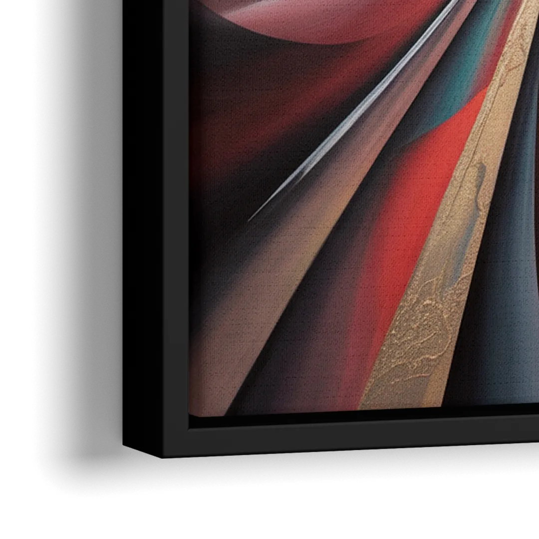 Vortex Symphony Red Abstract - Close-Up Black Frame Canvas