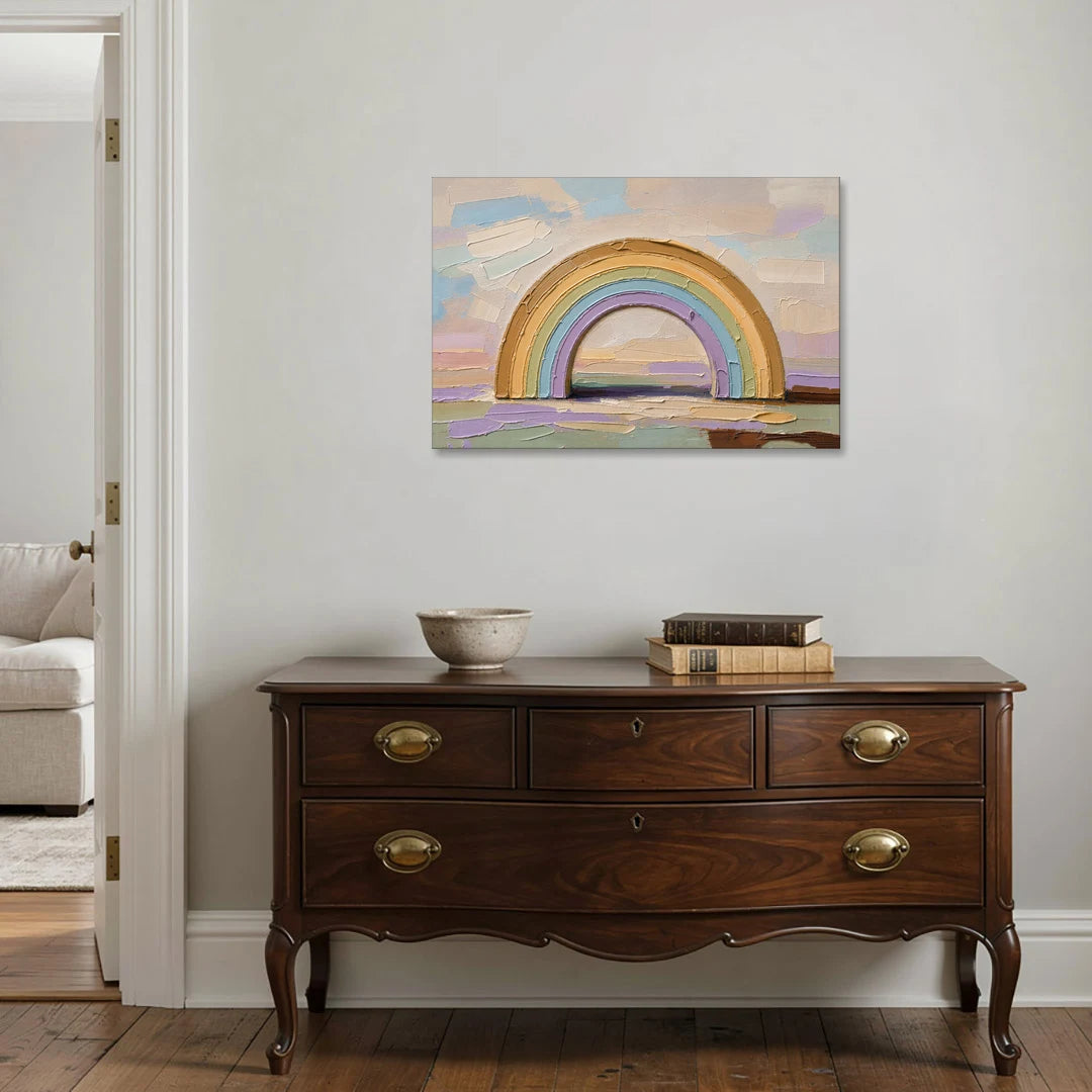 Wall Art Above Couch Ochre Rainbow Arch - Canvas Wall Art - Coffee Table - 36x24