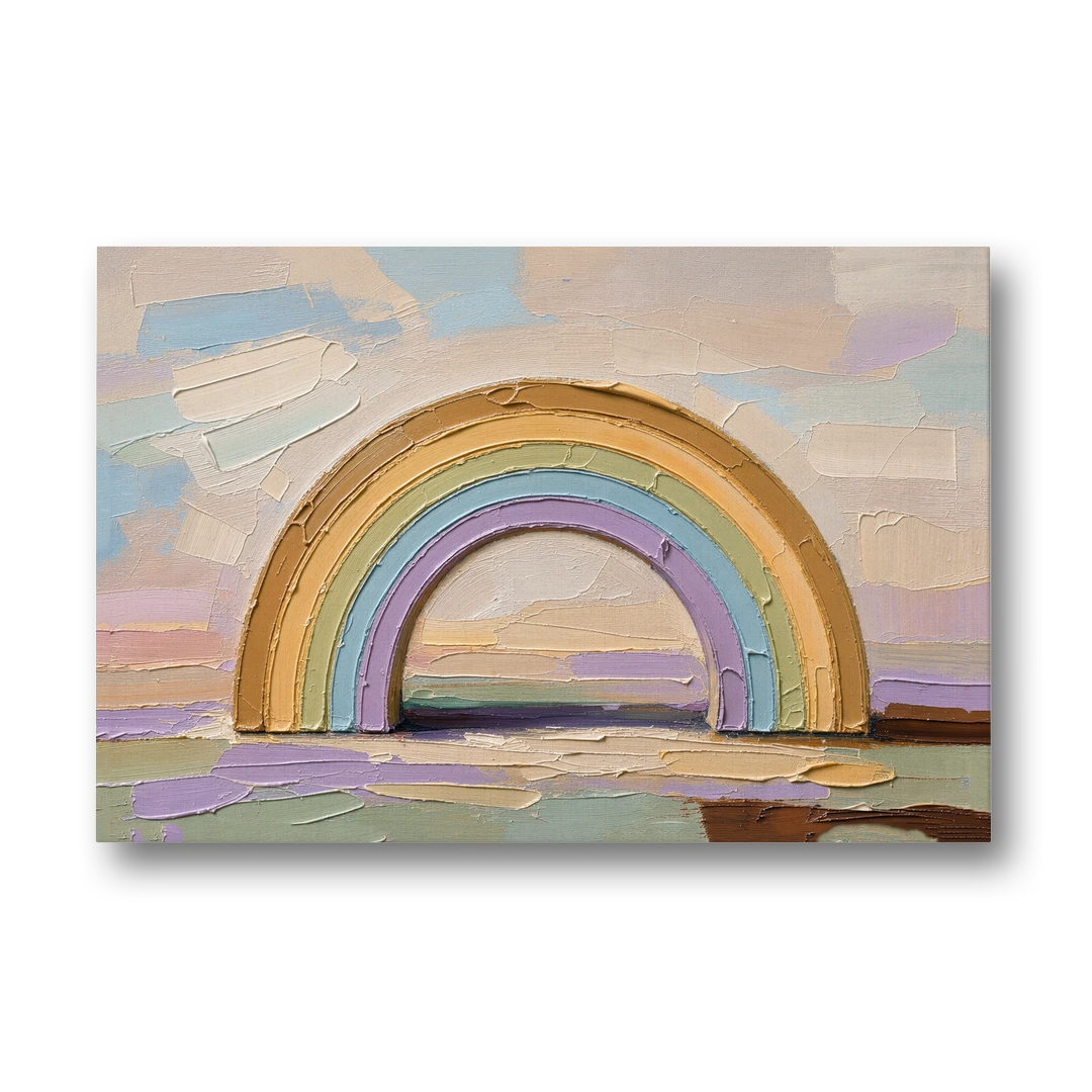 Wall Art Above Couch Ochre Rainbow Arch - Canvas Wall Art - Front