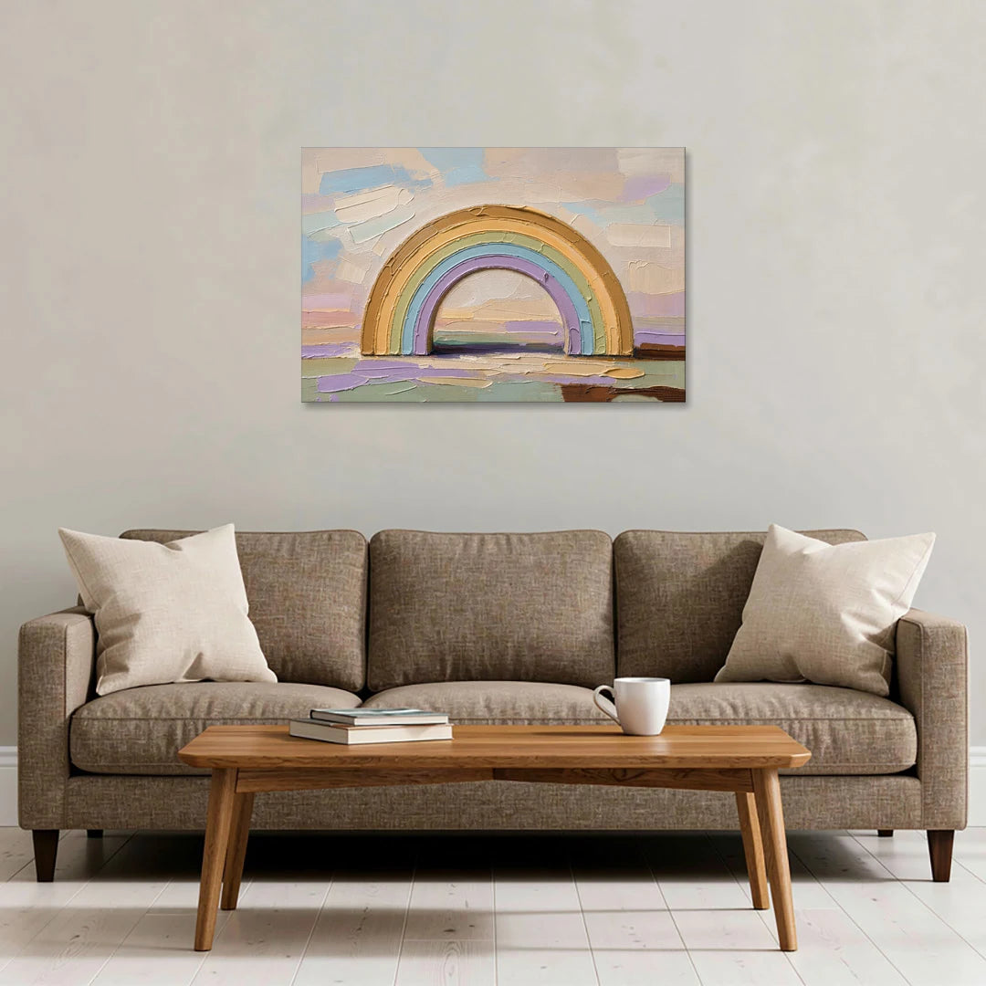 Wall Art Above Couch Ochre Rainbow Arch - Canvas Wall Art - Sofa - 36x24