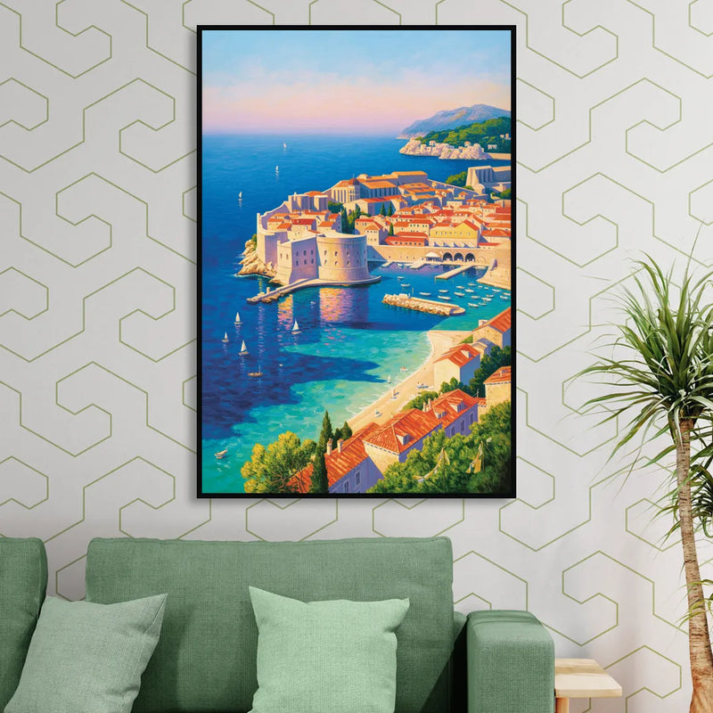 Walls of Dubrovnik Sitting Room - Black Canvas Wall Art