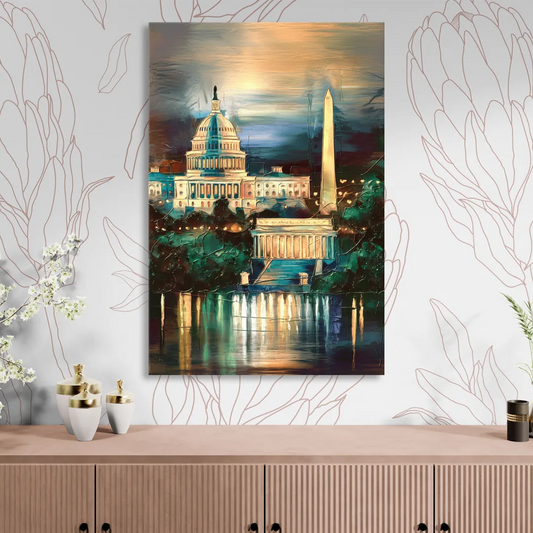 Washington DC Historic Landmarks Living Room - Canvas Wall Art