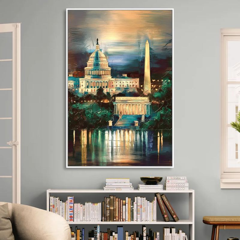Washington DC Historic Landmarks Sitting Room - White Canvas Wall Art