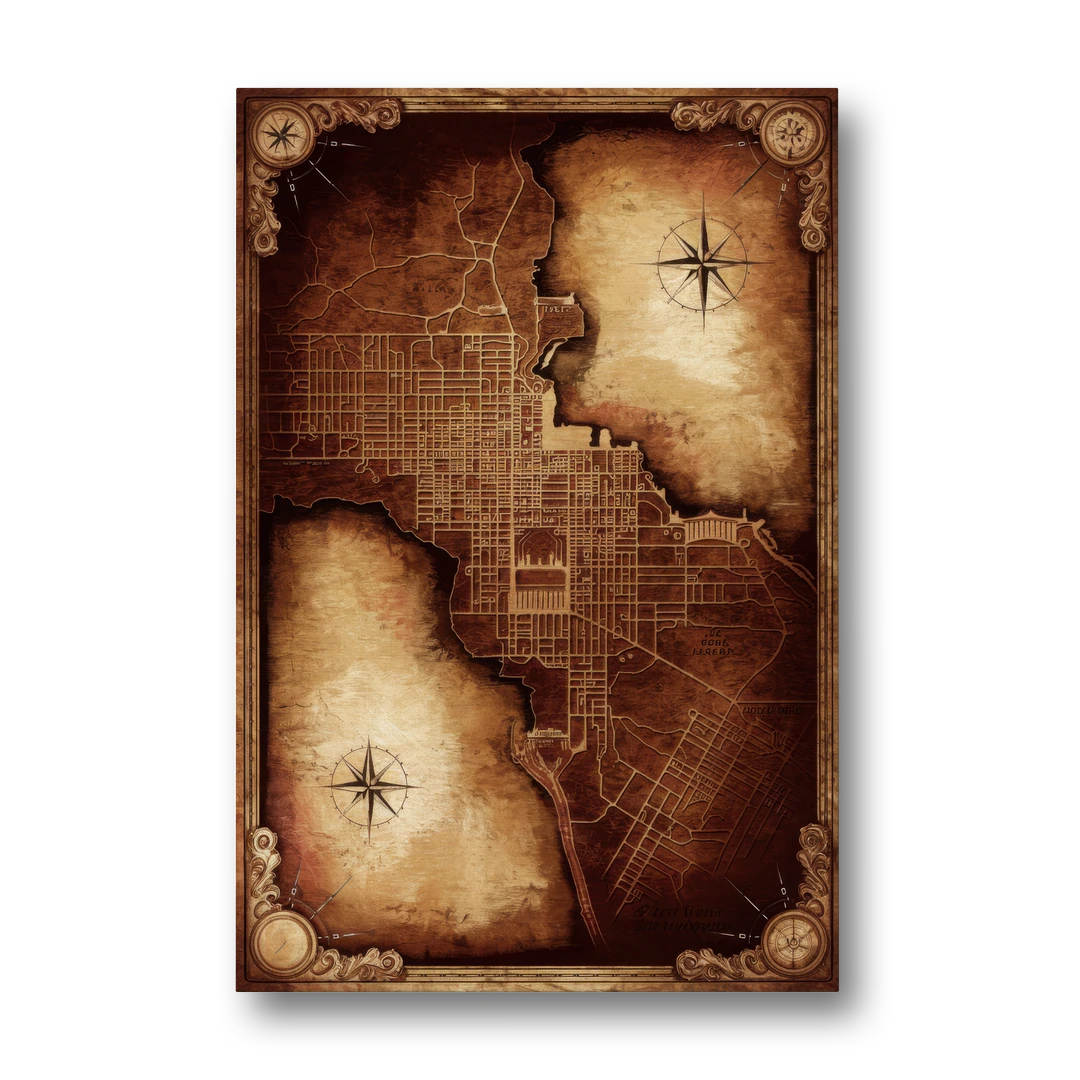 Washington DC Map Vintage - Canvas Wall Art - Front