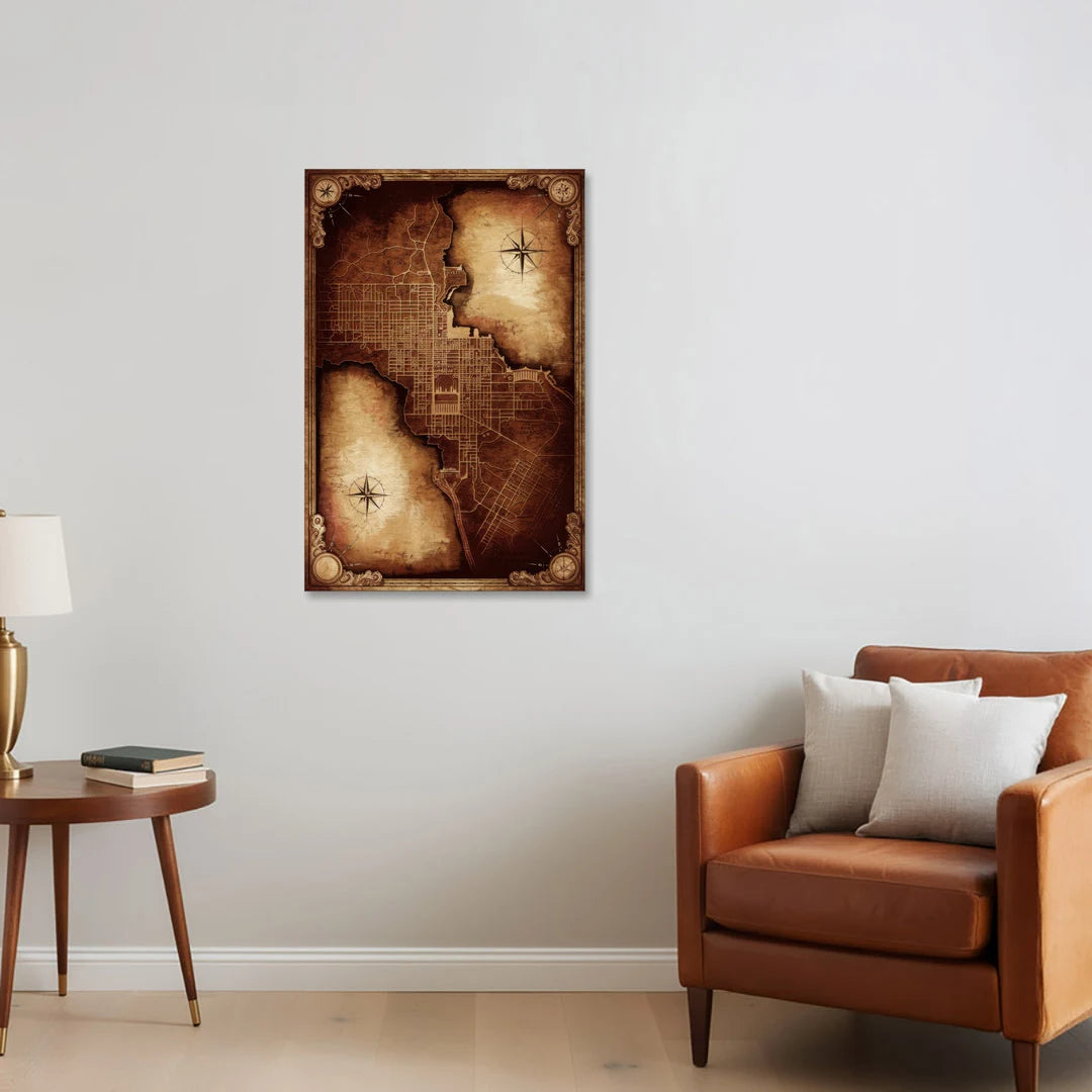 Washington DC Map Vintage - Canvas Wall Art - Sofa - 24x36
