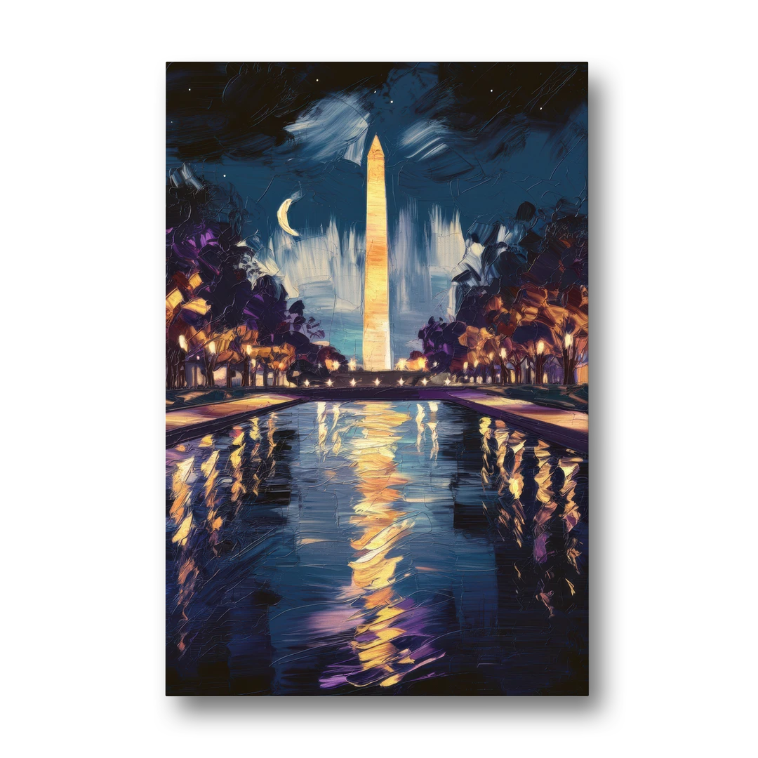 Washington DC Night Lights - Canvas Wall Art - Front