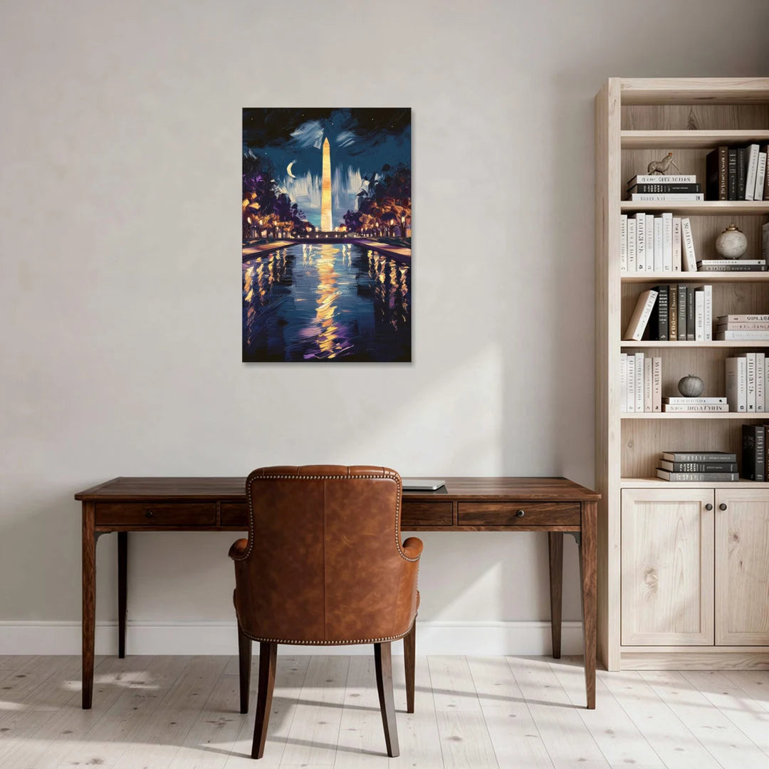 Washington DC Night Lights - Canvas Wall Art - Office - 24x36