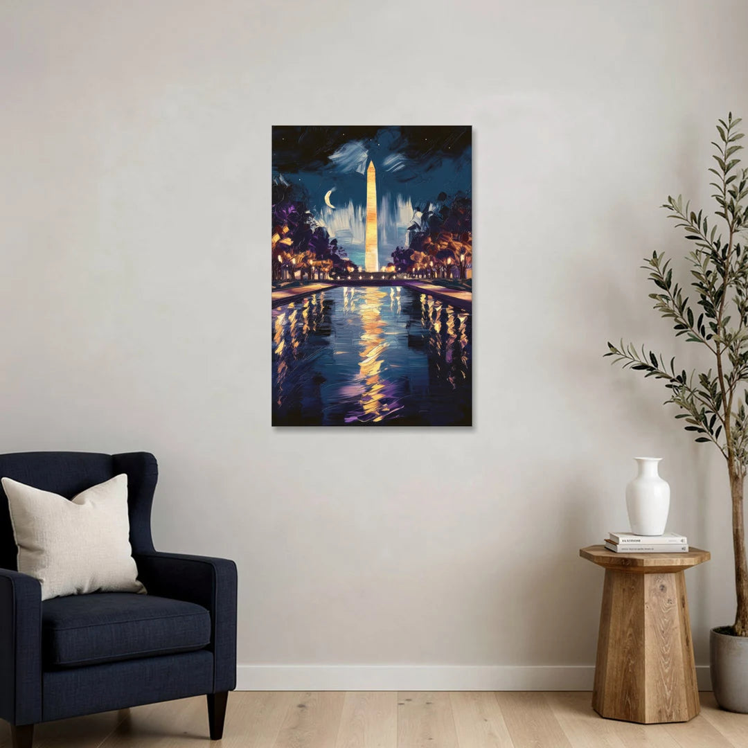 Washington DC Night Lights - Canvas Wall Art - Sofa - 24x36