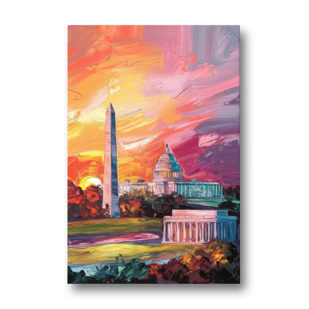 Washington DC Skyline Sunset - Canvas Wall Art - Front