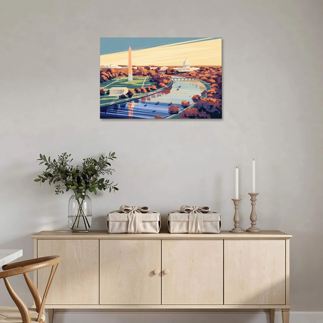 Washington Dc Aerial View - Canvas Wall Art - Coffee Table - 36x24
