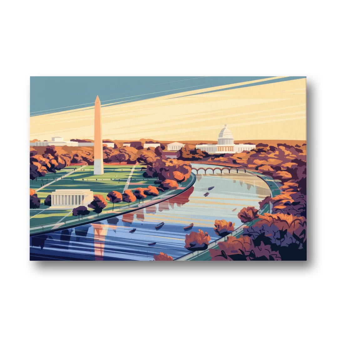 Washington Dc Aerial View - Canvas Wall Art - Front